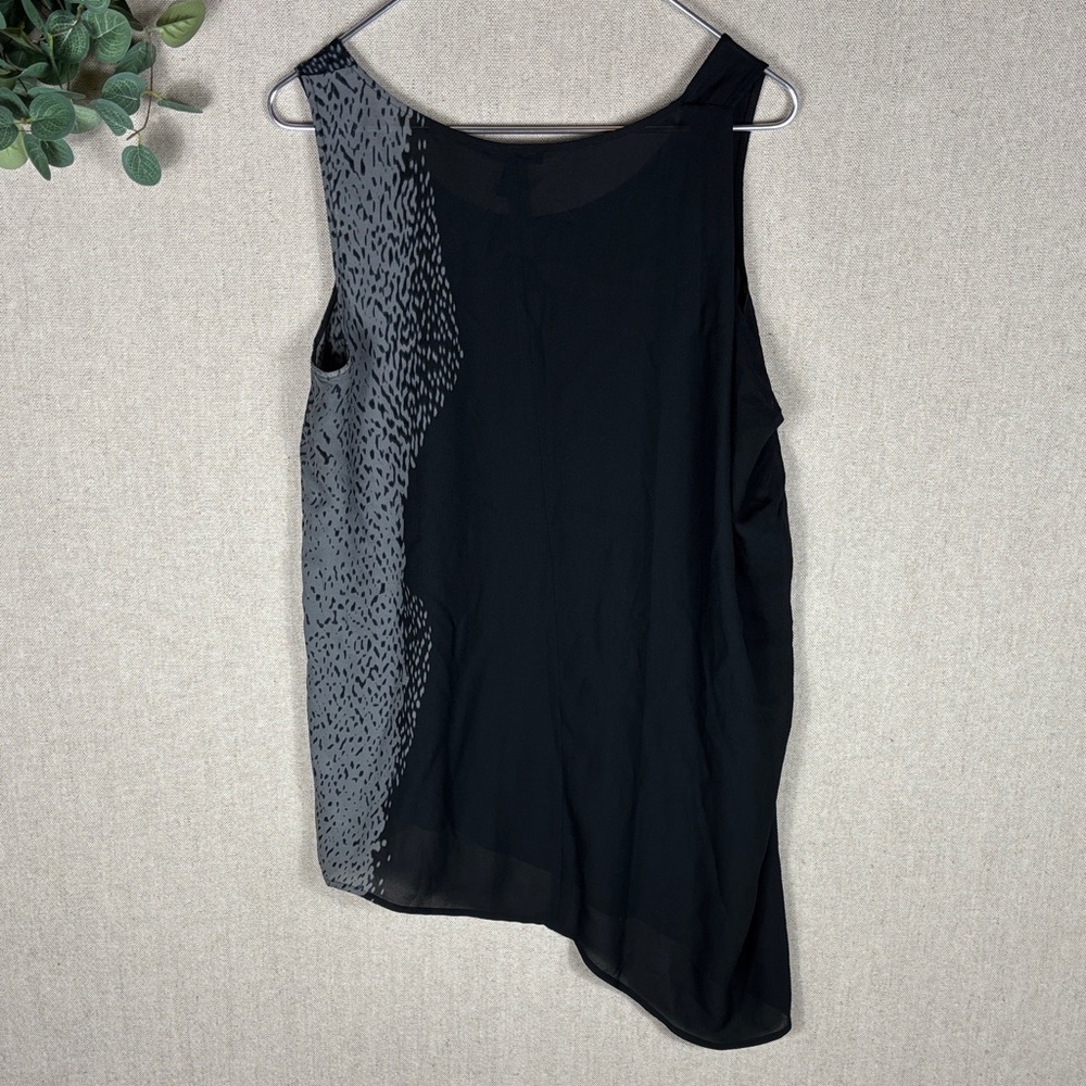 Eileen Fisher > Black Silk Asymmetrical Sleeveless Top Medium - Picture 10 of 11